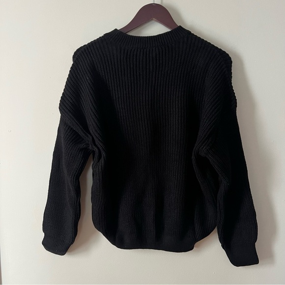 Koton Black Knit 1/4 Zip Neck Sweater Large Hoop Circle Pull NEW - Picture 16 of 16